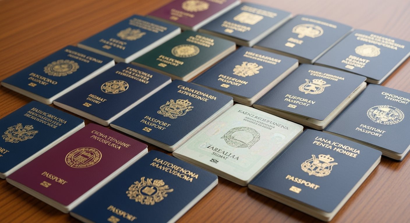 International passports showing visa-exempt travel